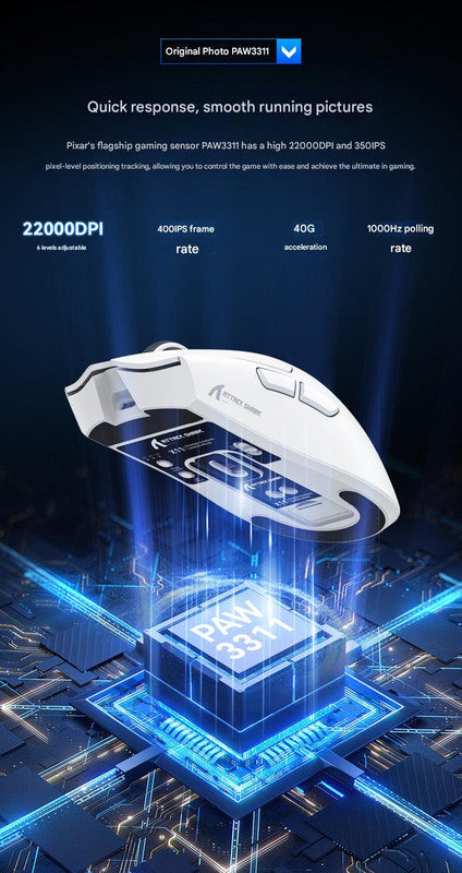 High-Performance Tri-Mode Wireless Gaming Mouse - 22000 DPI, Rechargeable, with RGB Charging Dock(white) 3