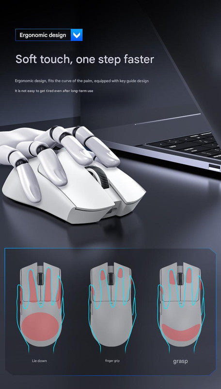 High-Performance Tri-Mode Wireless Gaming Mouse - 22000 DPI, Rechargeable, with RGB Charging Dock(white) 4