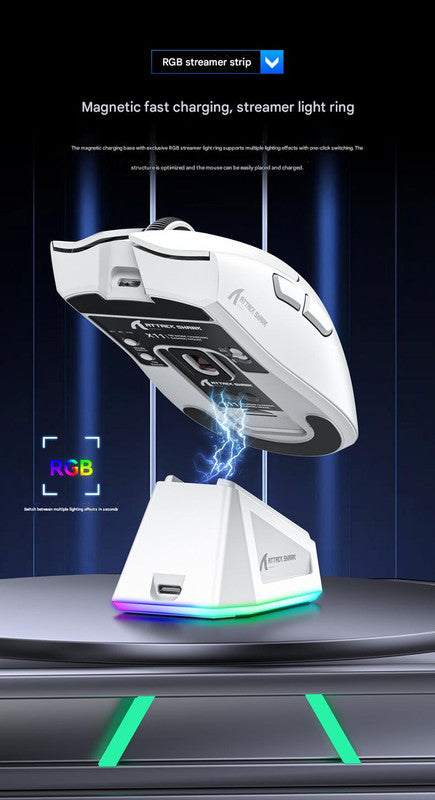 High-Performance Tri-Mode Wireless Gaming Mouse - 22000 DPI, Rechargeable, with RGB Charging Dock(red) 5