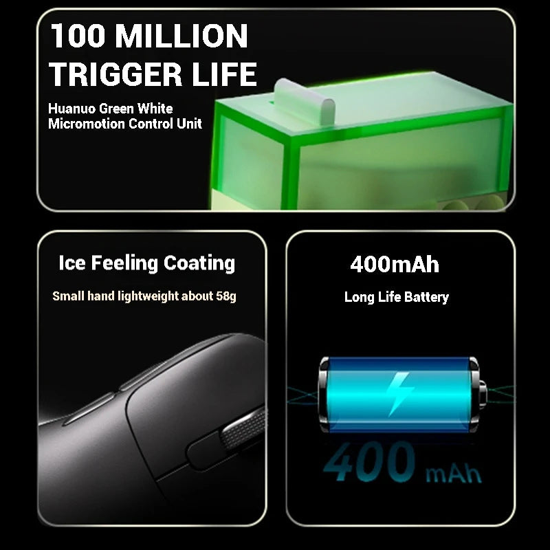 Tri-Mode Wireless Gaming Mouse with 8000Hz Polling Rate, PAW3950 Sensor & Magnetic Charging Dock(black) 4