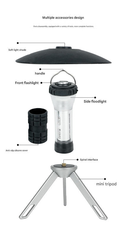 Portable Outdoor Camping Lantern with Tripod Stand, Soft Light Diffuser & USB-C Charging(black) 4