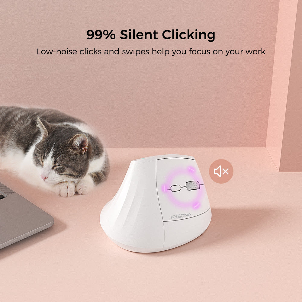 Ergonomic Vertical Mouse - Multi-Device Bluetooth5.0 & 2.4G Wireless, Adjustable DPI, Silent Click(white) 3