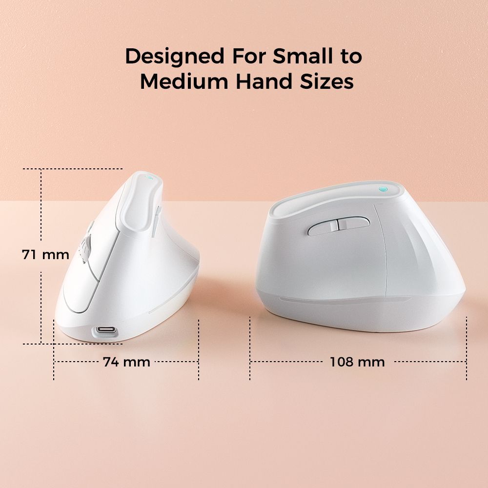 Ergonomic Vertical Mouse - Multi-Device Bluetooth5.0 & 2.4G Wireless, Adjustable DPI, Silent Click(white) 4