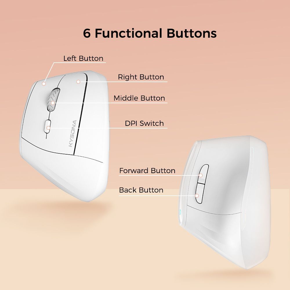 Ergonomic Vertical Mouse - Multi-Device Bluetooth5.0 & 2.4G Wireless, Adjustable DPI, Silent Click(green) 6