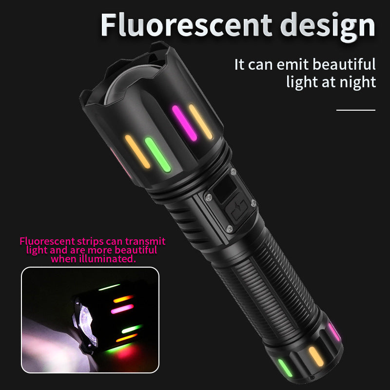 30W High Brightness LED Flashlight with Digital Display & Fluorescent Design - USB Rechargeable, 800-1200M Range(black+One 26650 battery) 3