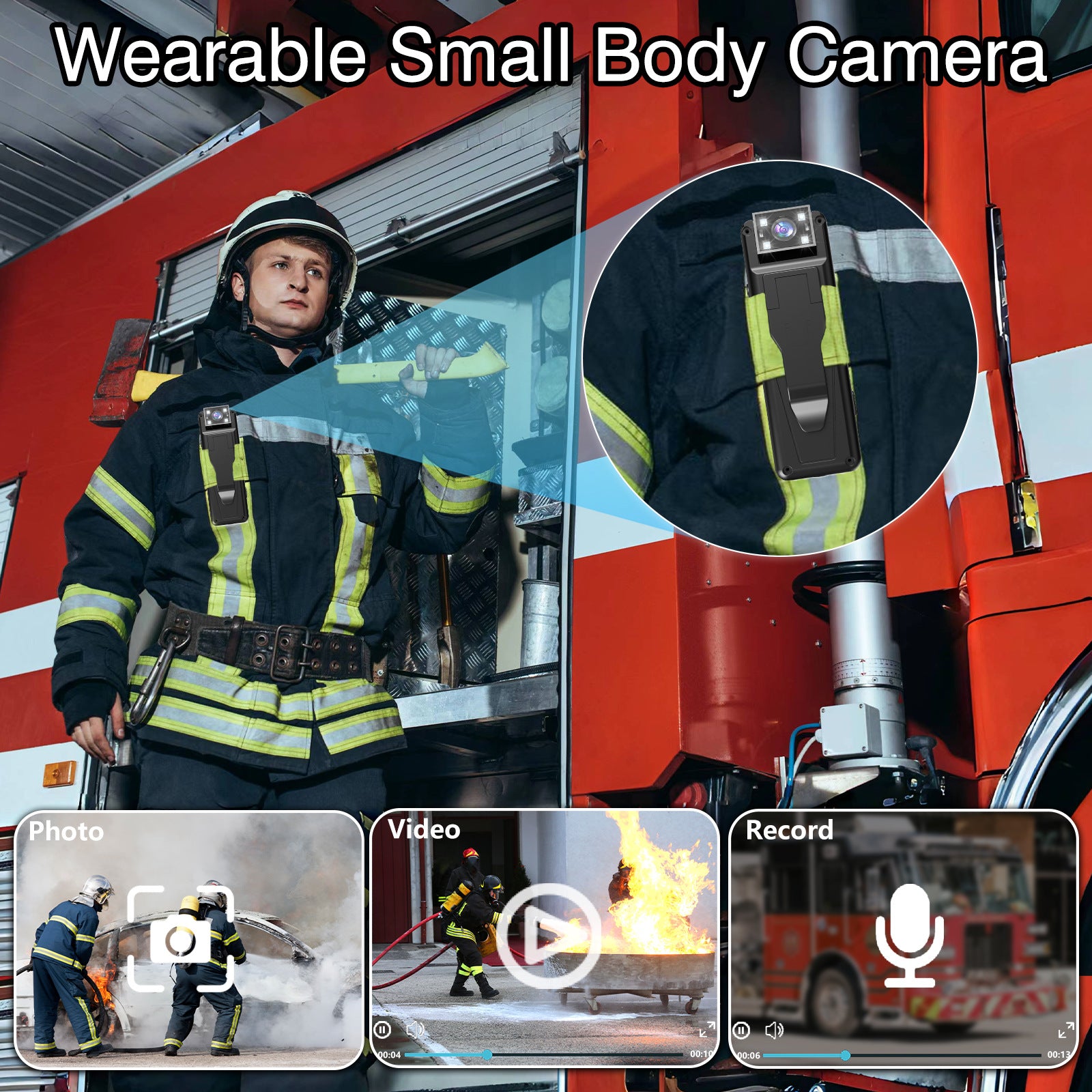 Mini Body Camera with 180 Rotatable Lens, Night Vision & Motion Detection - 1.3 Screen 1200mAh Battery(black)" 5