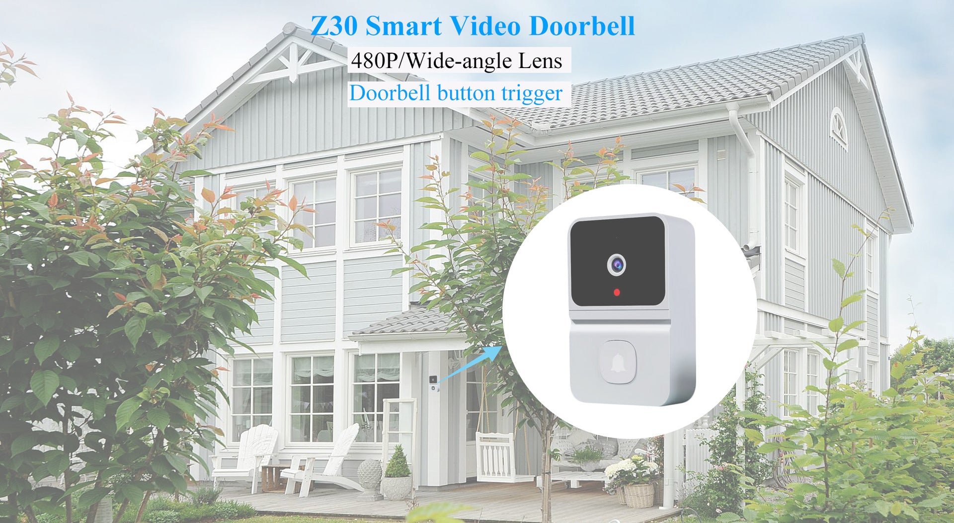 Mini Smart Video Doorbell - 480P Wide-Angle Lens, Two-Way Audio & Night Vision(black) 3