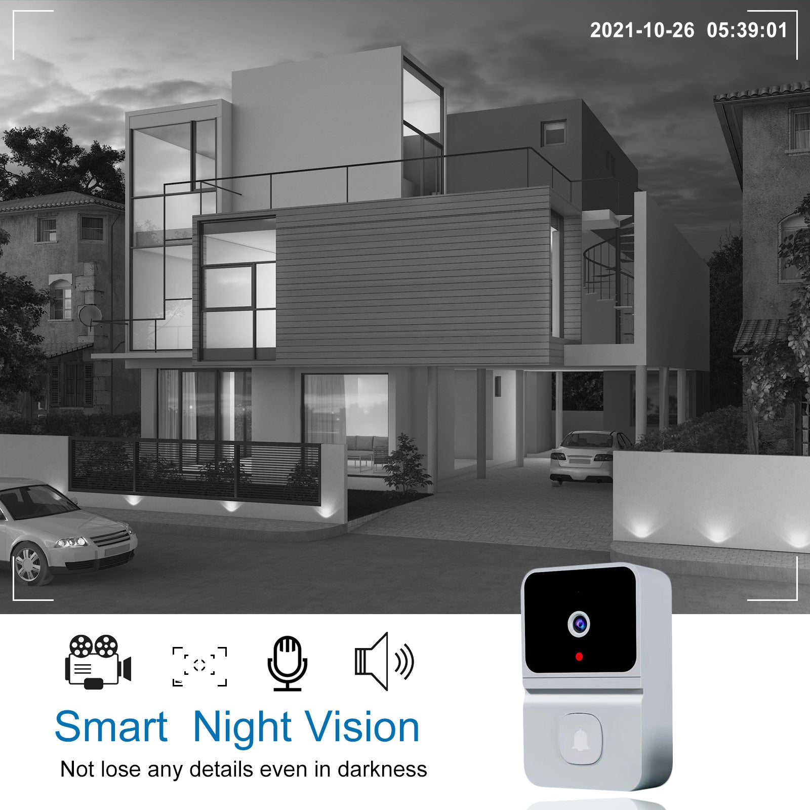 Mini Smart Video Doorbell - 480P Wide-Angle Lens, Two-Way Audio & Night Vision(black) 5