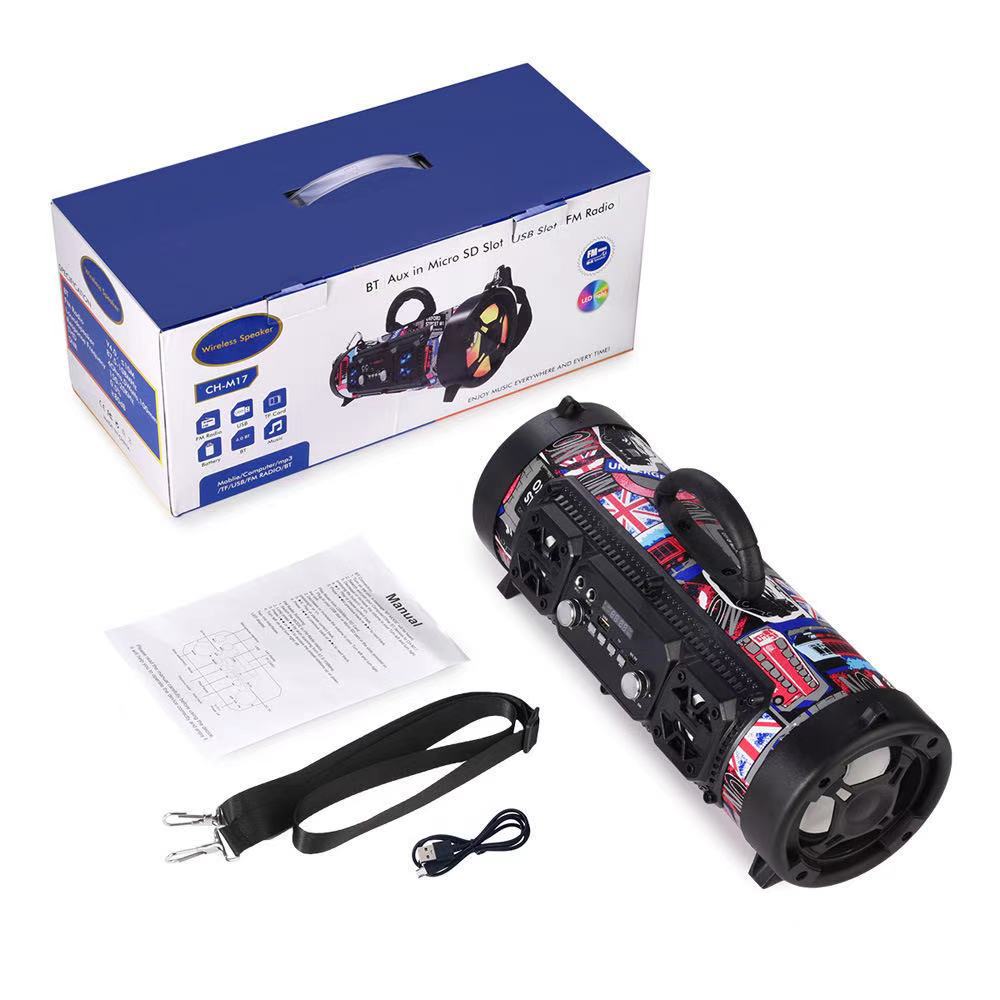 Portable Wireless Speaker - FM Radio, USB/TF Playback, AUX Input, Microphone Support & 2000mAh Battery(black) 3