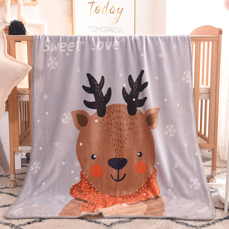 Ultra-Soft Kids Plush Fleece Blanket - Cozy Cartoon Animal Throw for All Seasons (Fawn)