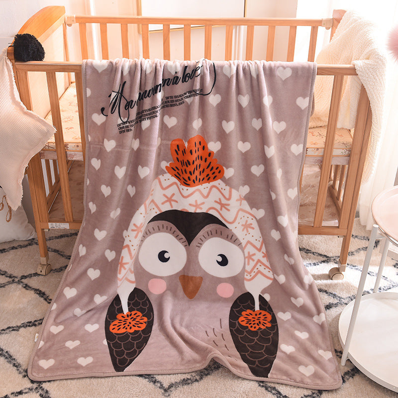 Ultra-Soft Kids Plush Fleece Blanket - Cozy Cartoon Animal Throw for All Seasons (Owl)