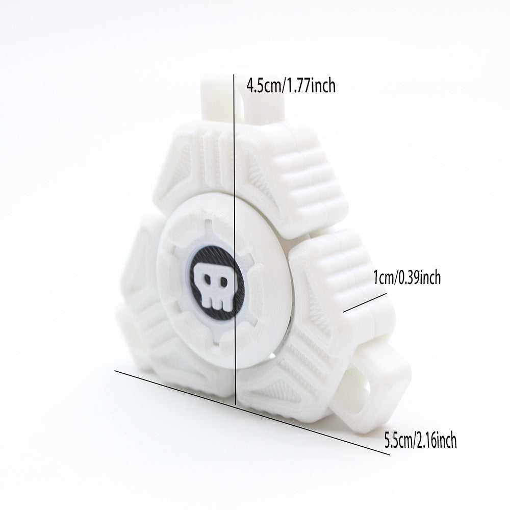 Two Sci-Fi Triangular Keychain Fidget Spinner - 3D Printed EDC Stress Relief Toy(white) 3