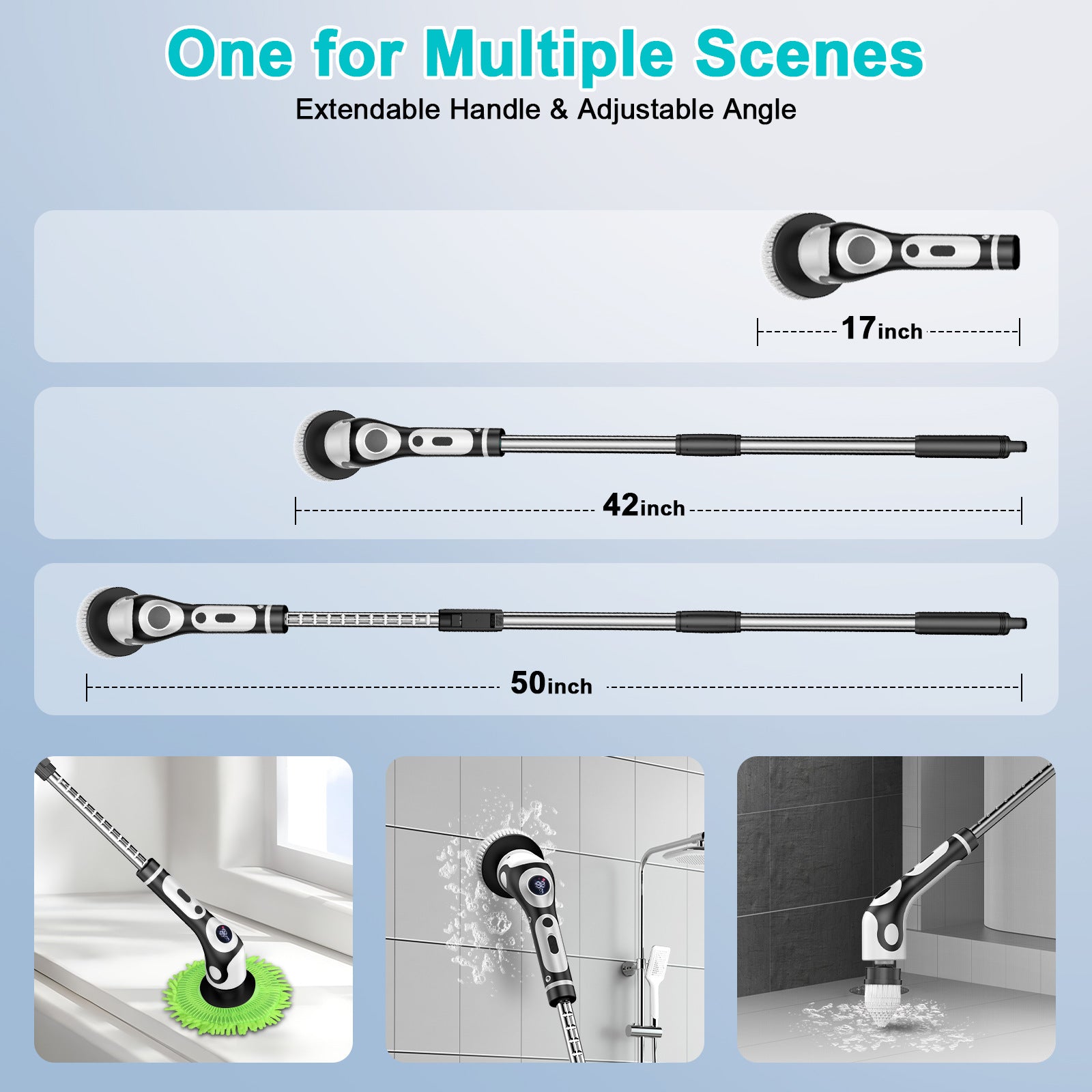 Multi-Functional Electric Spin Scrubber – 9 Heads • Extendable Handle • LED Display 5