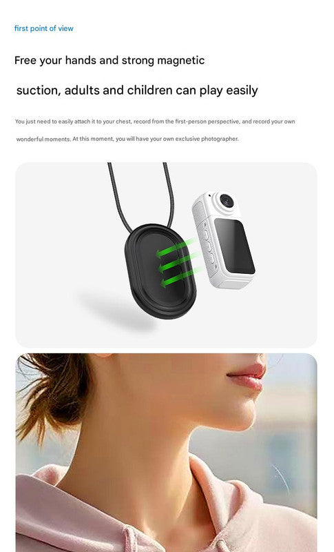 Thumb-Sized 2.7K Camera with 180 Rotatable Lens & Magnet Mount - Capture Your World Hands-Free(black+128G) 5