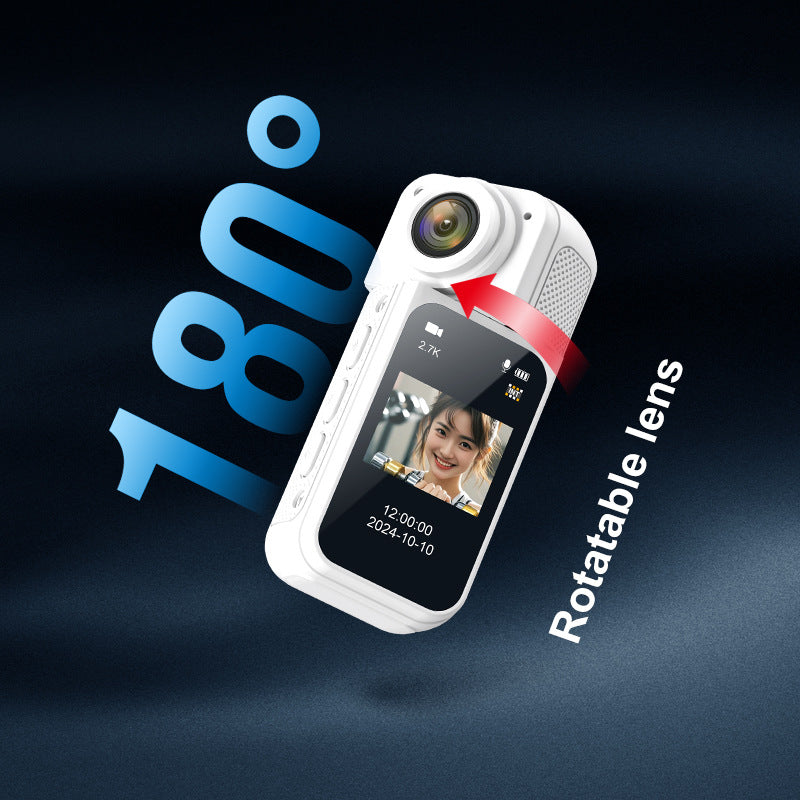 Thumb-Sized 2.7K Camera with 180 Rotatable Lens & Magnet Mount - Capture Your World Hands-Free(white+64G) 3