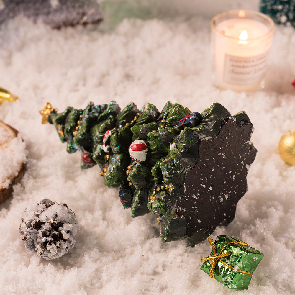 Miniature Decorated Christmas Tree Tabletop Ornament - Holiday Village Display Decoration(green) 5