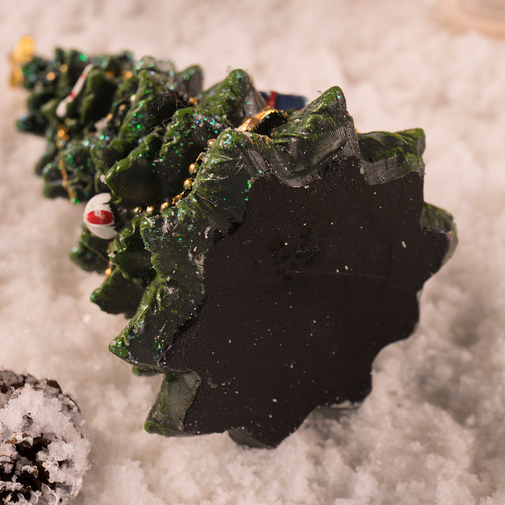 Miniature Decorated Christmas Tree Tabletop Ornament - Holiday Village Display Decoration(green) 6