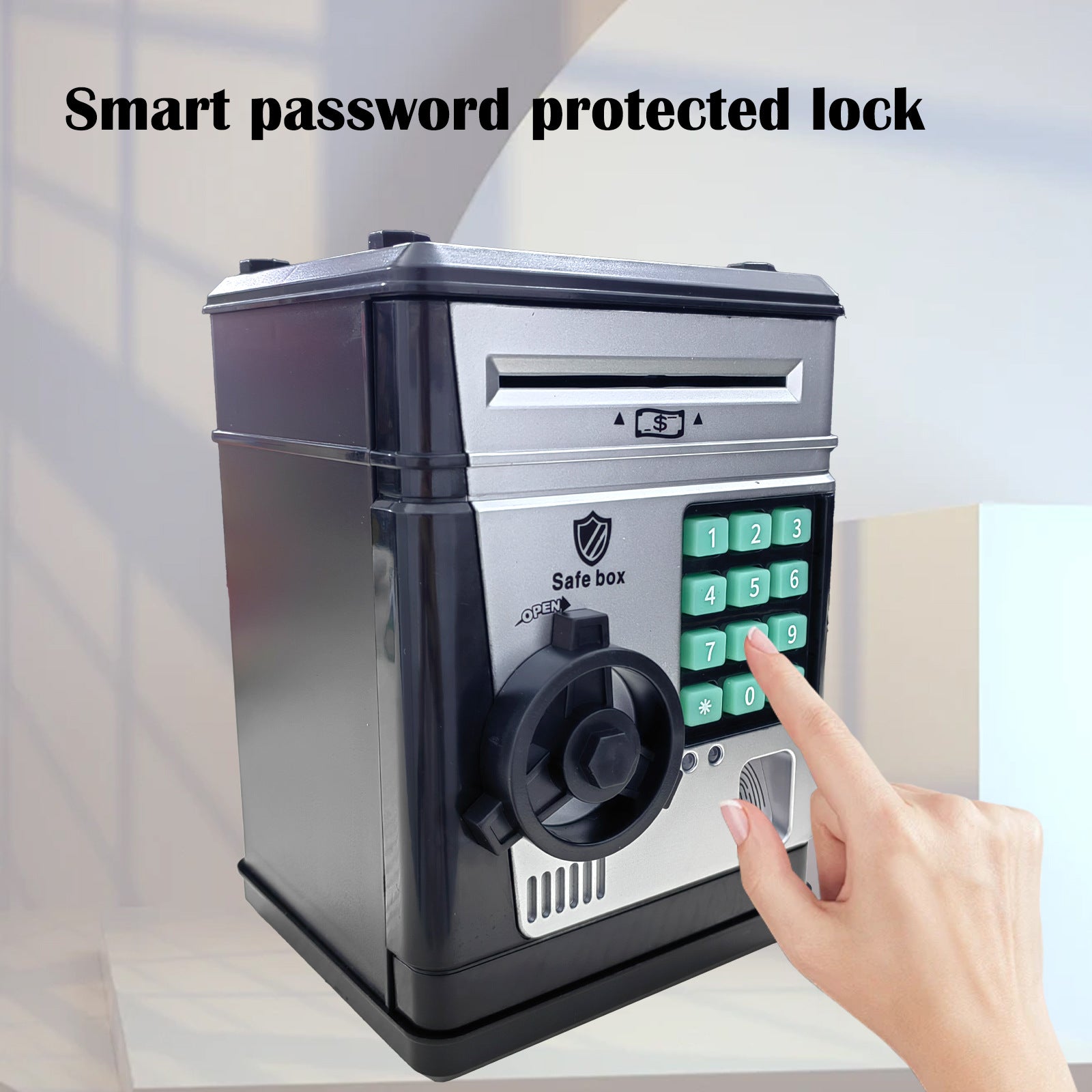 Electronic Piggy Bank Safe Box for Kids - Automatic Bill & Coin Bank with Password Protection, Music & Lights(black) 5