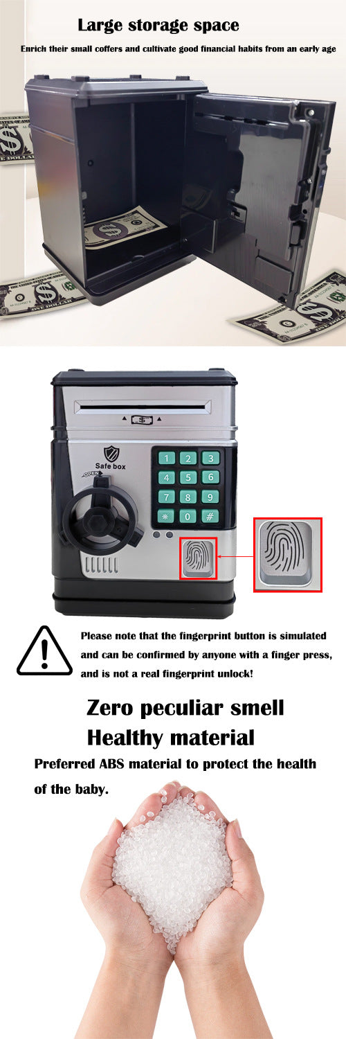 Electronic Piggy Bank Safe Box for Kids - Automatic Bill & Coin Bank with Password Protection, Music & Lights(black) 8
