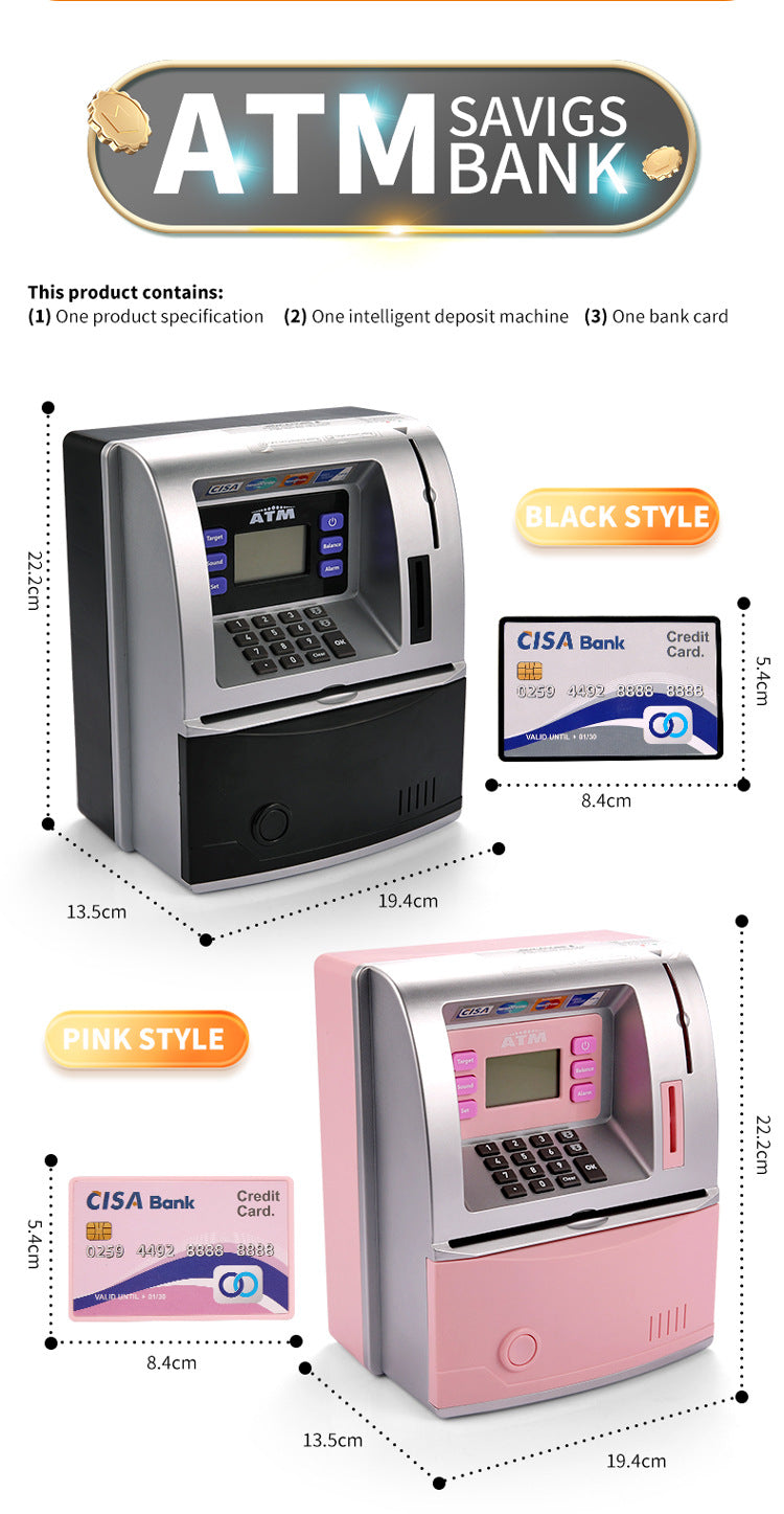 Kids Electronic ATM Savings Bank - Digital Piggy Bank with Password, Auto Roll-in Banknotes & Coin Slot for Financial Learning Fun(black) 10