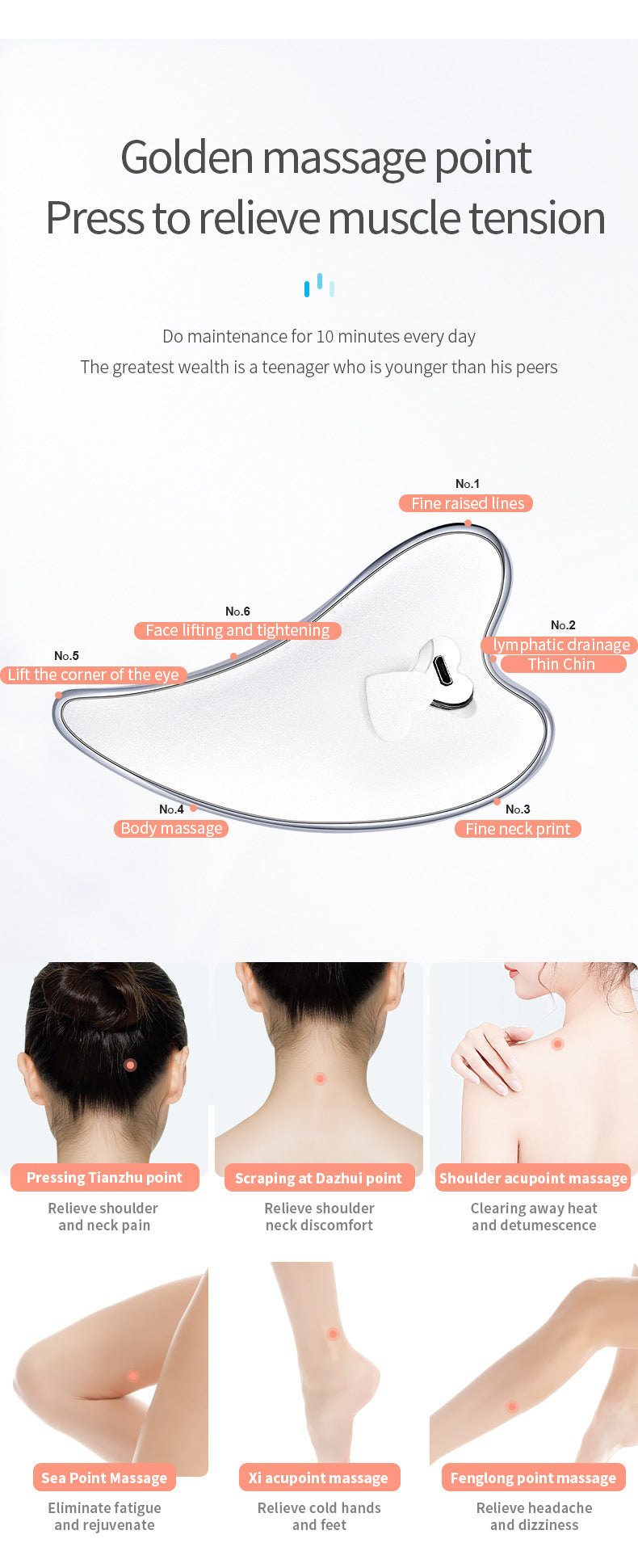 Electric Gua Sha Facial Massager with Heat, Vibration & LED Light Therapy - 4-in-1 Scraping Tool for Face Lifting, Skin Tightening & Anti-Wrinkle(White) 5