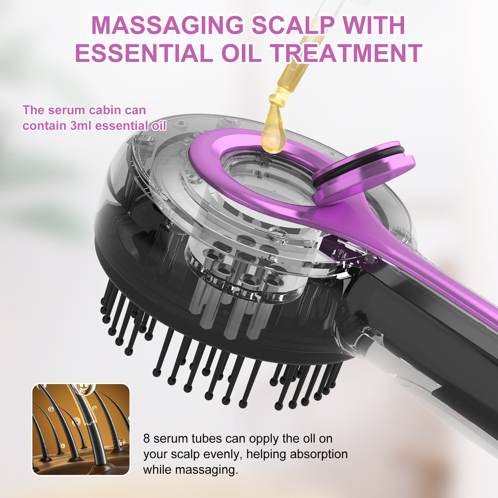 Electric Scalp Massager & Essential Oil Applicator Brush - 360 Kneading, 3 Modes, USB-C Rechargeable(black) 5