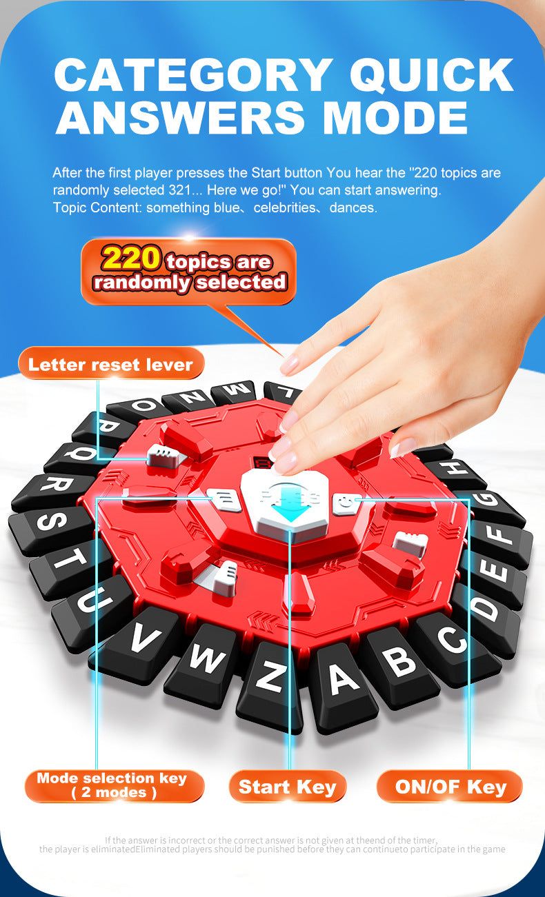 2pc Electronic Alphabet Categories Game - Fast-Paced Word Challenge for Family Fun(blue) 5