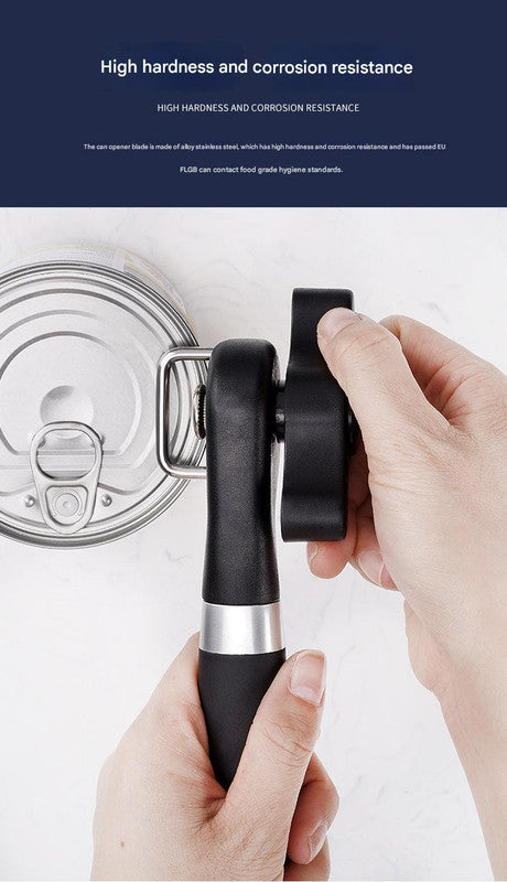 2pc Multifunctional Safe-Cut Can Opener - Smooth Edge, Ergonomic Handle(black) 3