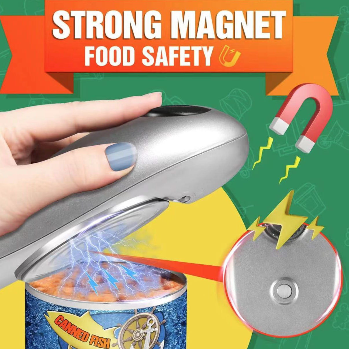 2pc One-Touch Electric Can Opener - Automatic Hands-Free Operation with Safety Smooth Edge(silver) 4