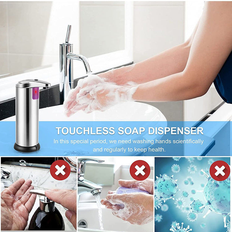Touchless Automatic Soap Dispenser - Stainless Steel, Adjustable Volume, Infrared Sensor for Kitchen & Bathroom(Silver) 5