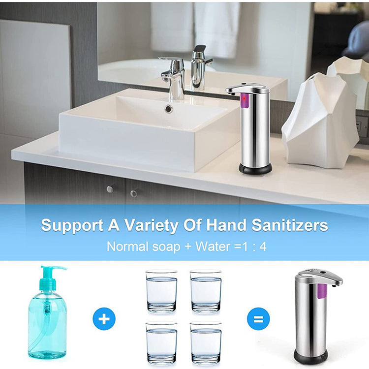 Touchless Automatic Soap Dispenser - Stainless Steel, Adjustable Volume, Infrared Sensor for Kitchen & Bathroom(Silver) 6