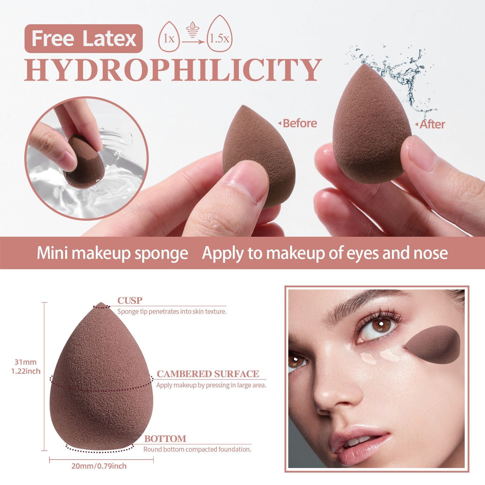 All-in-One Portable Makeup Brush Kit with LED Mirror Travel Case, Sponges & Applicators(pink) 5