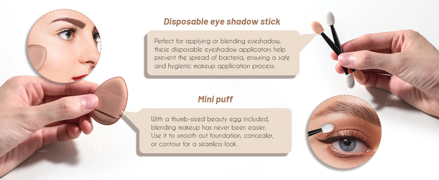 All-in-One Portable Makeup Brush Kit with LED Mirror Travel Case, Sponges & Applicators(pink) 8