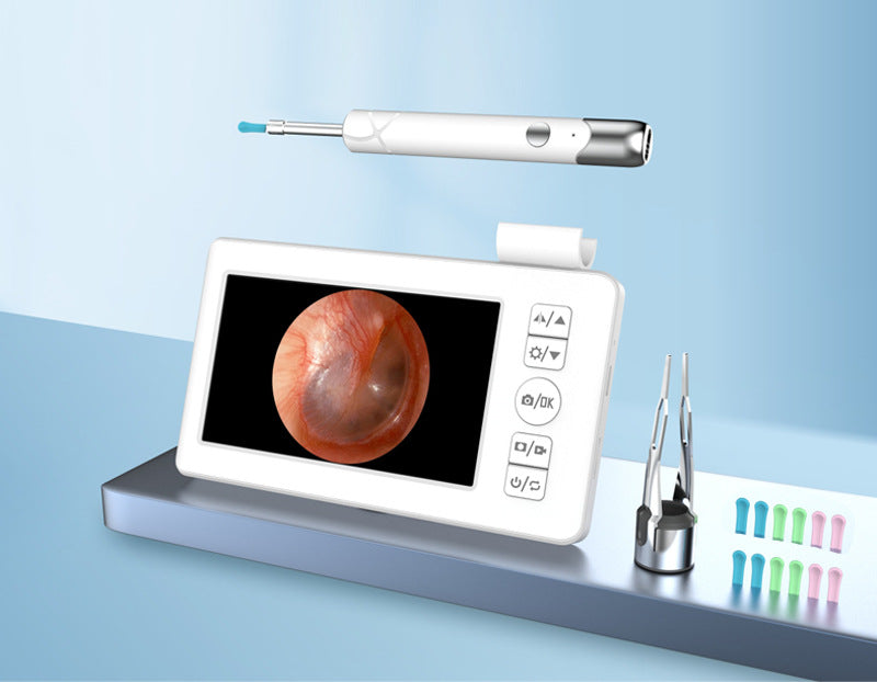 All-in-One Wireless Visual Ear Cleaner Kit with 4.3" IPS Display Screen(white)