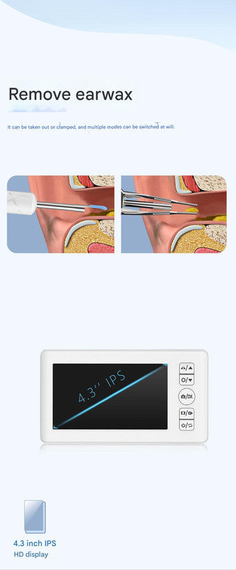 All-in-One Wireless Visual Ear Cleaner Kit with 4.3" IPS Display Screen(white) 4