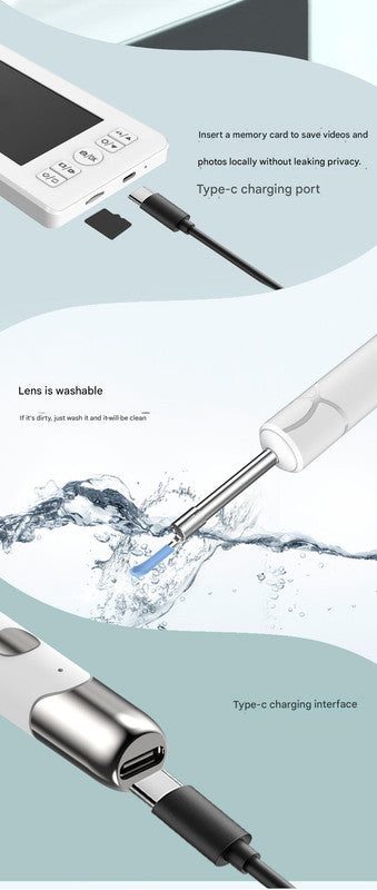 All-in-One Wireless Visual Ear Cleaner Kit with 4.3" IPS Display Screen(white) 8