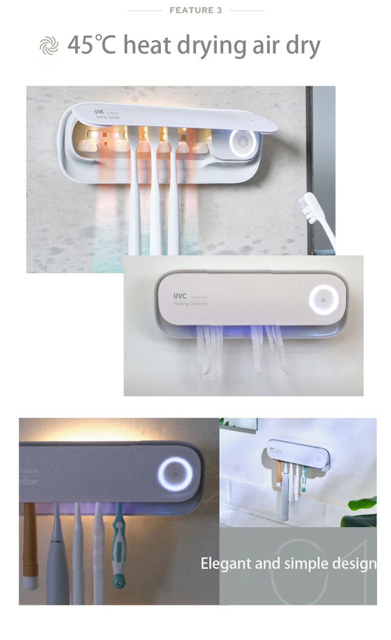 Smart UVC Toothbrush Sterilizer & Holder with Heat Drying, Radar Sensor Night Light(white) 8
