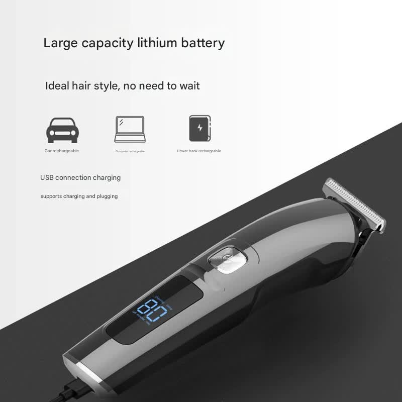 All-in-One Professional Men's Grooming Kit - IPX7 Waterproof Hair Clipper & Beard Trimmer with LED Display(Grey) 3