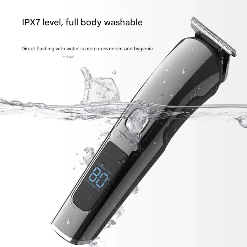 All-in-One Professional Men's Grooming Kit - IPX7 Waterproof Hair Clipper & Beard Trimmer with LED Display(Grey) 4