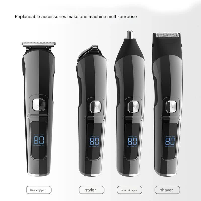 All-in-One Professional Men's Grooming Kit - IPX7 Waterproof Hair Clipper & Beard Trimmer with LED Display(Grey) 5