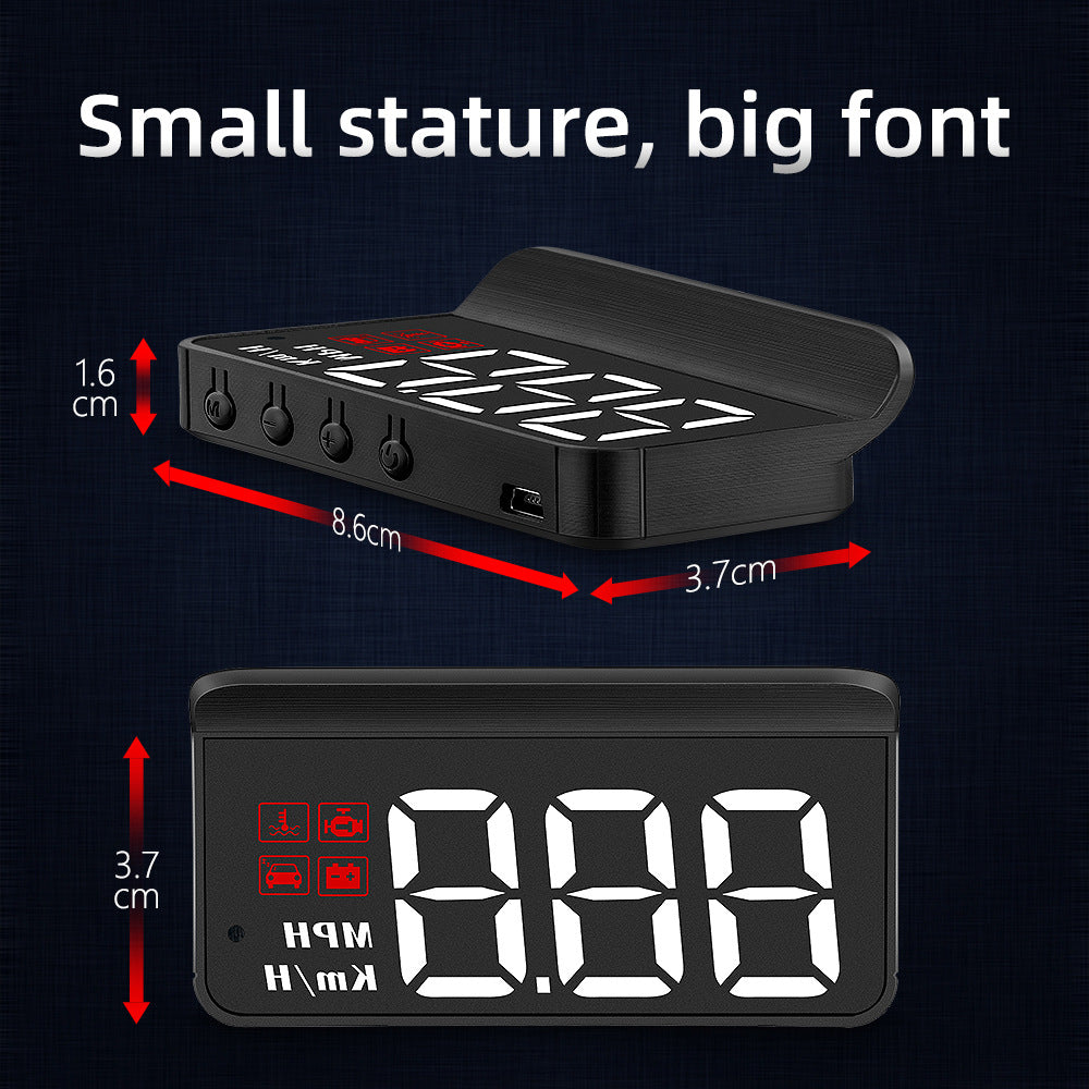 Compact OBD2 Car Head-Up Display (HUD) - Digital Speedometer with 5 Alarm Functions & Adaptive Brightness(black) 3
