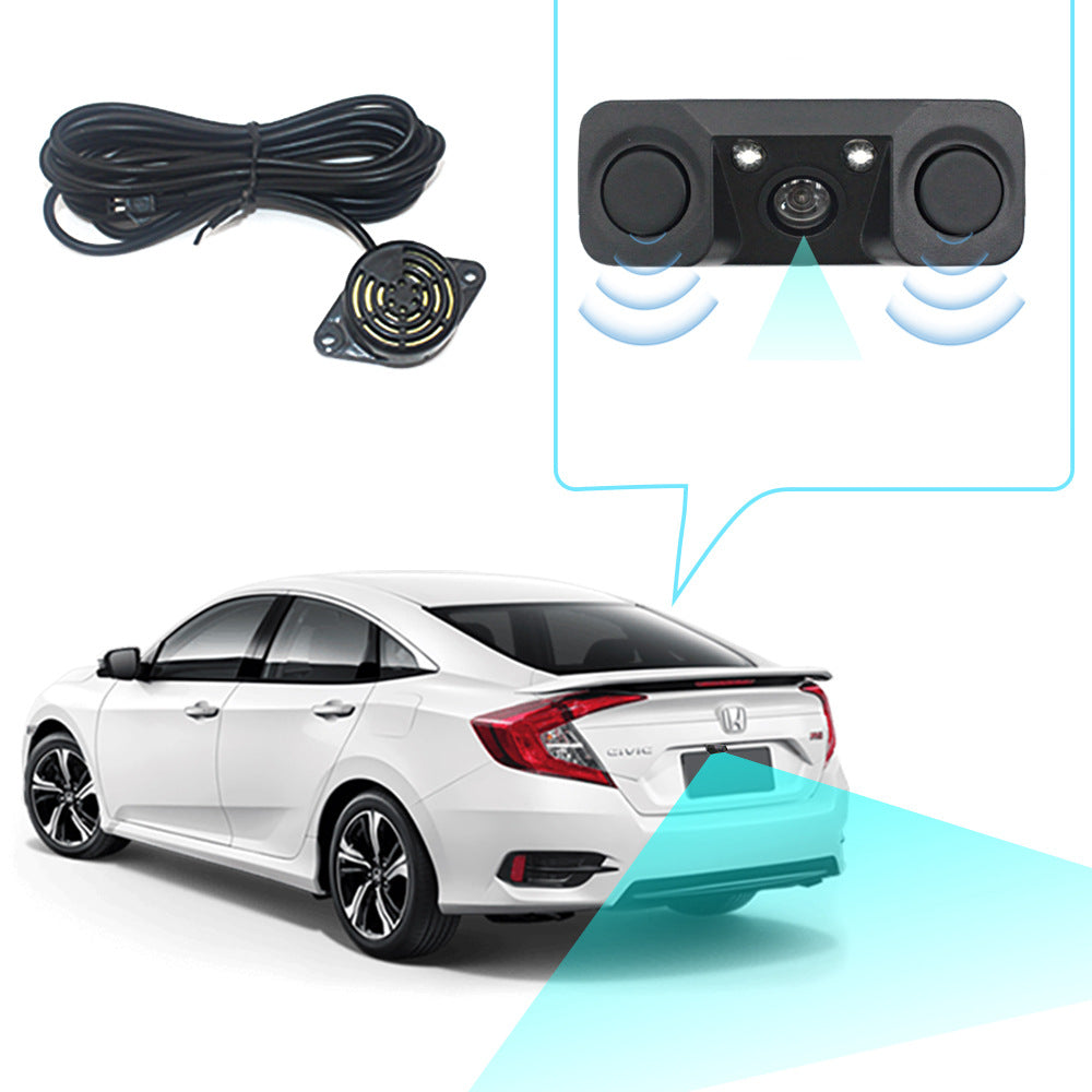 3-in-1 Car Reversing Camera & Parking Sensor System with Monitor - License Plate Frame Mount, Waterproof & Night Vision(black) 6