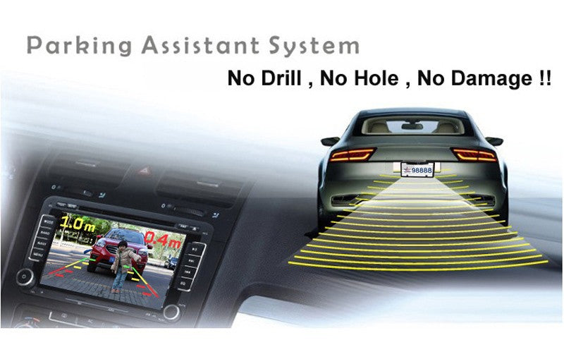 3-in-1 Car Reversing Camera & Parking Sensor System with Monitor - License Plate Frame Mount, Waterproof & Night Vision(black) 9