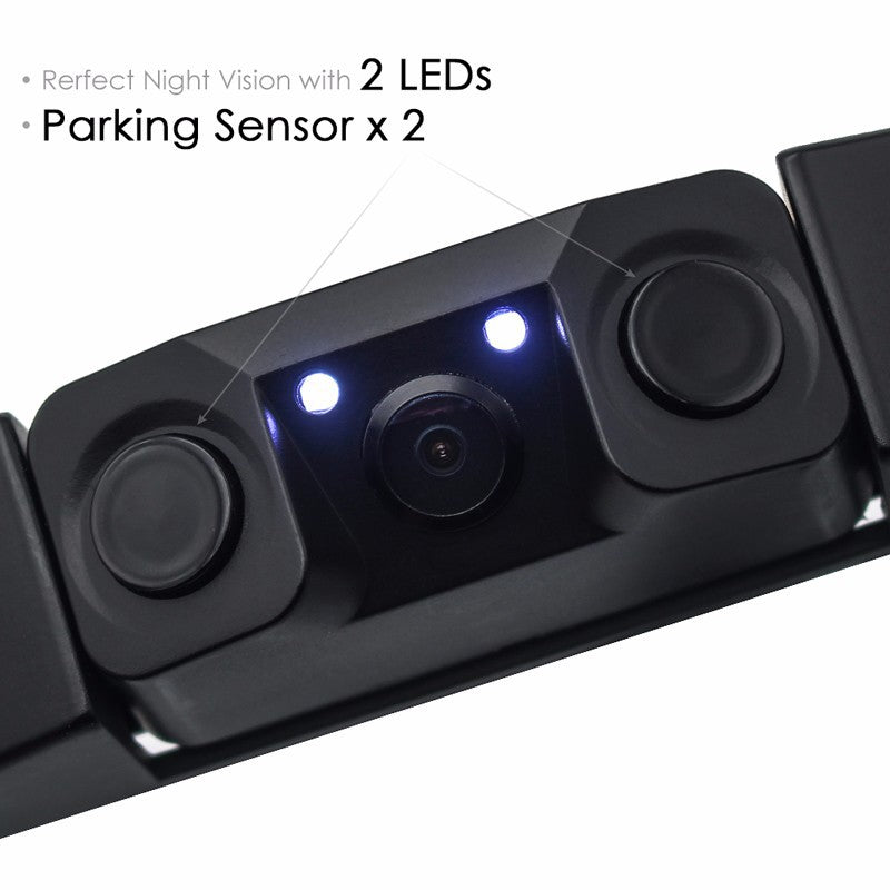 3-in-1 Car Reversing Camera & Parking Sensor System with Monitor - License Plate Frame Mount, Waterproof & Night Vision(black) 11