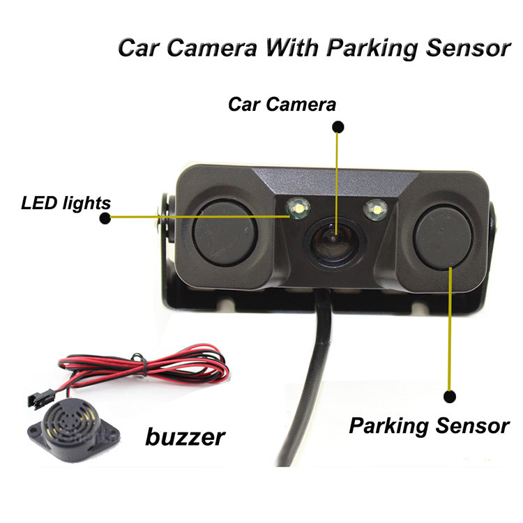 3-in-1 Car Reversing Camera & Parking Sensor System with Monitor - License Plate Frame Mount, Waterproof & Night Vision(black) 15