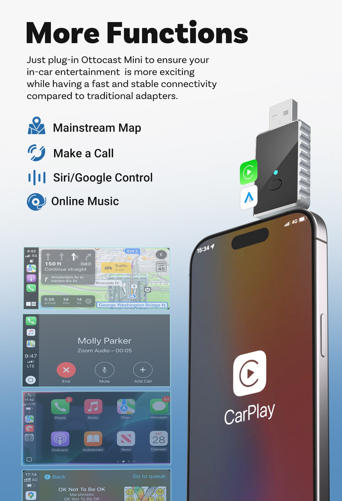 Mini 2-in-1 Wireless CarPlay & Android Auto Adapter - 5GHz WiFi 6, Bluetooth 5.4, Plug & Play Dongle(black) 8