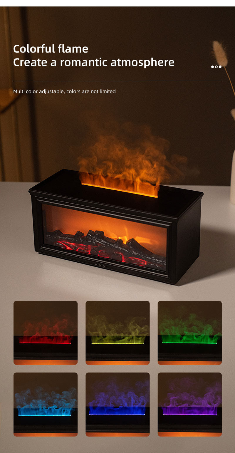 Fireplace Flame Effect Aroma Diffuser & Humidifier with 7-Colour Light, Timer & Remote Control(black) 3