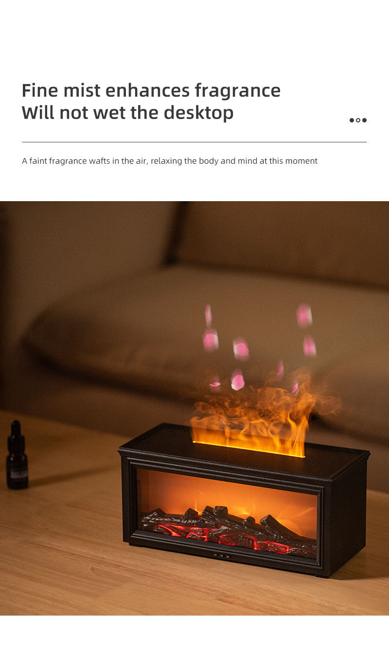 Fireplace Flame Effect Aroma Diffuser & Humidifier with 7-Colour Light, Timer & Remote Control(black) 6