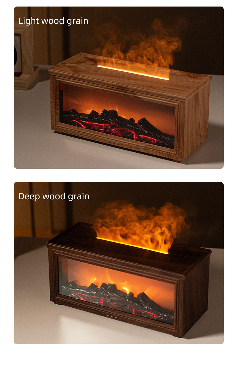 Fireplace Flame Effect Aroma Diffuser & Humidifier with 7-Colour Light, Timer & Remote Control(Dark Wood Grain) 13