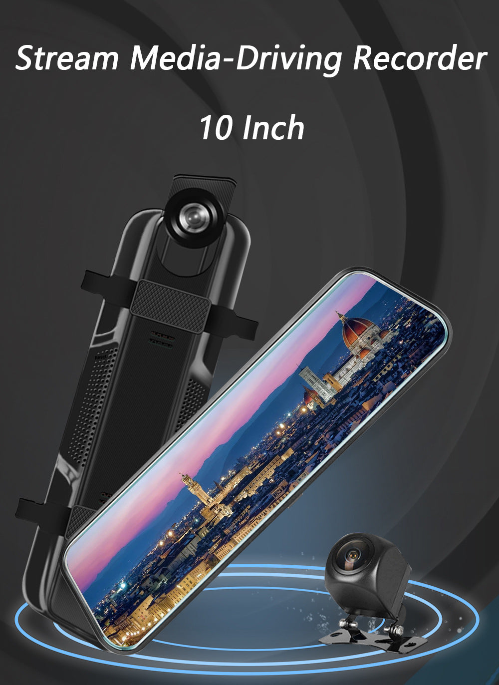 10-Inch Dual Lens Dash Cam Mirror - 1080P FHD Touch Screen Car DVR with Rear Camera, Night Vision & G-Sensor(black) 5